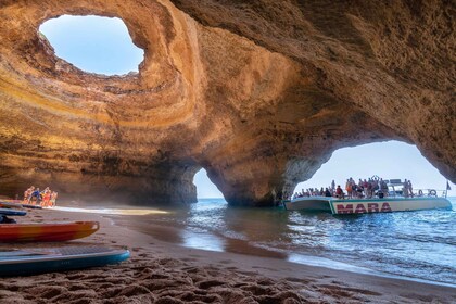 Albufeira: Grotten en kustlijn catamaran cruise naar Benagil