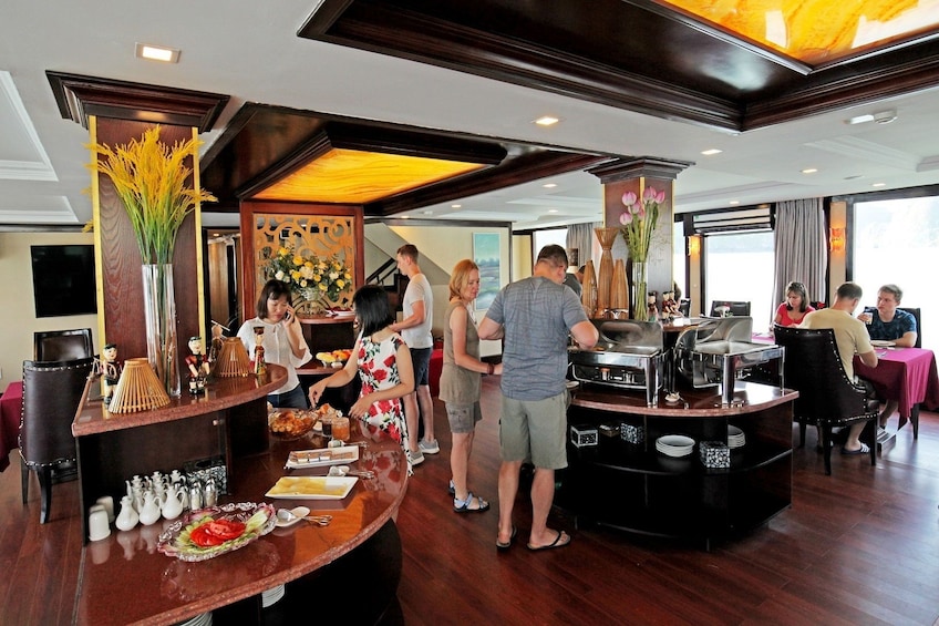 Buffet on a cruise ship in Vietnam