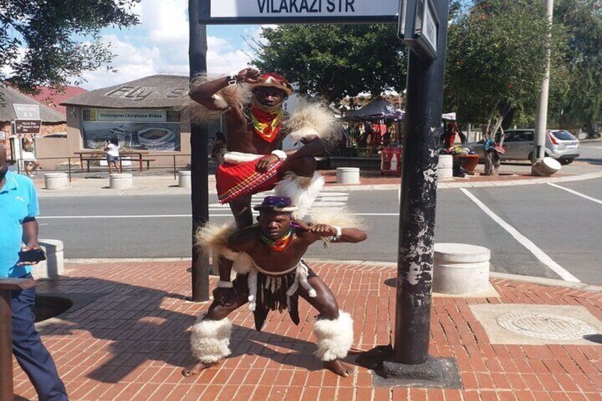 Zulu Warriors in Vilakazi street in Soweto 