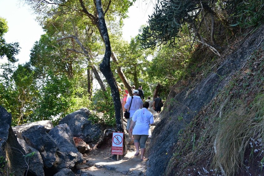 Hiking group on an island in Thailand