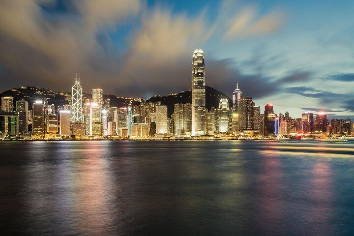 night view of Victoria Harbour, Hong Kong