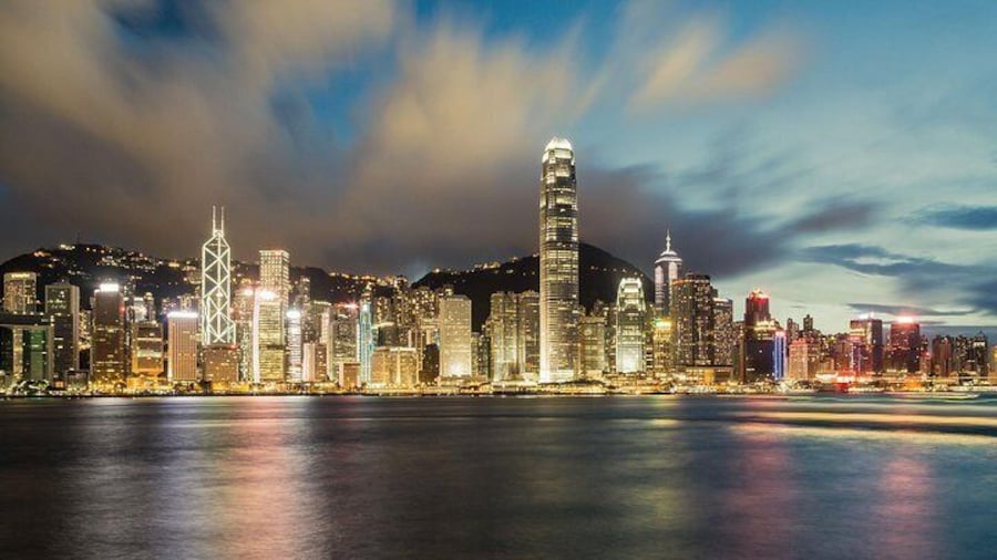 night view of Victoria Harbour, Hong Kong