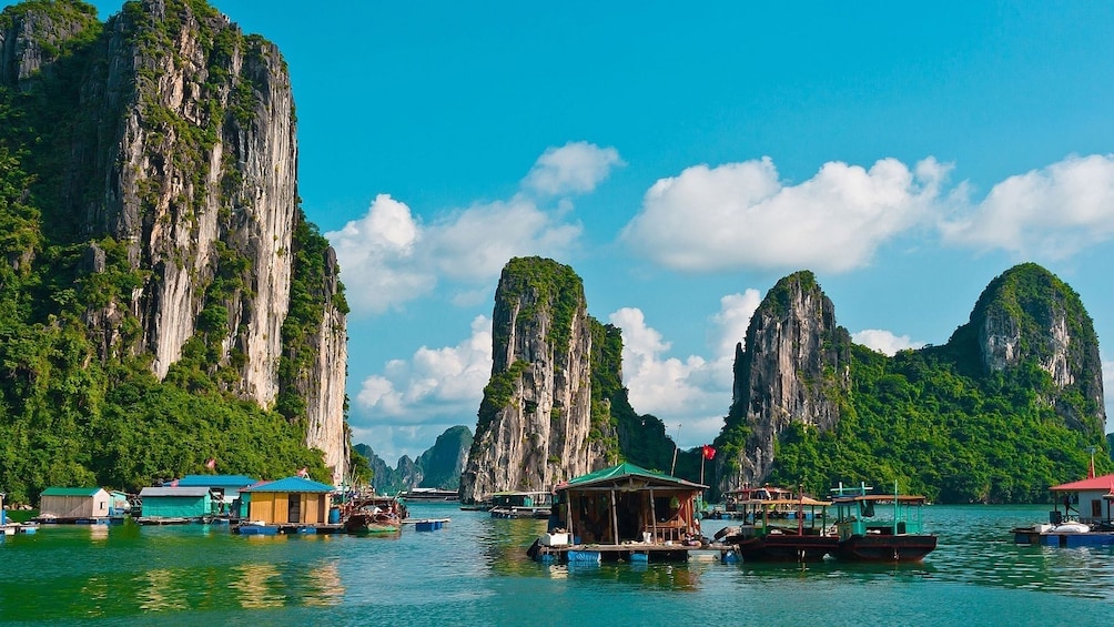 Floating houses in Halong Bay