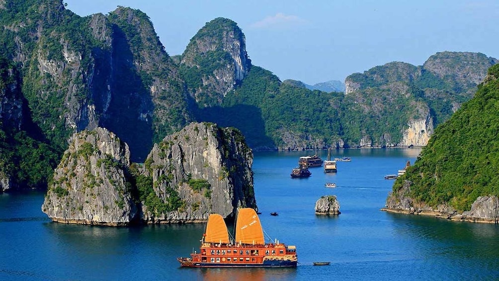 Boats on beautiful Halong Bay 