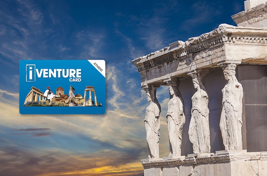 iVenture card and a temple in Greece