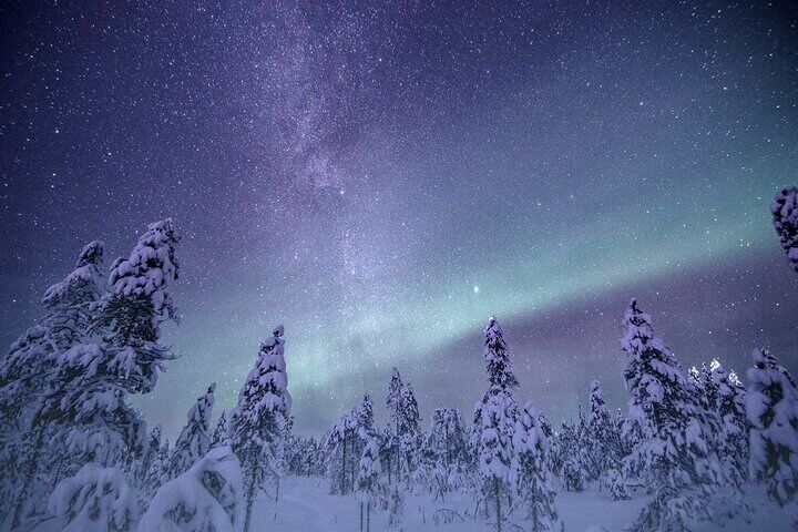 Night Star Walk on Snowshoes in the Finnish Wilderness