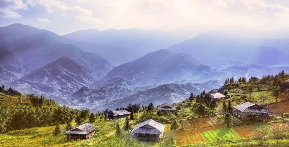 Aerial view over Sapa 