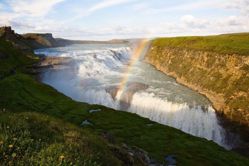Rainbow over Gullfoss Falls in Iceland