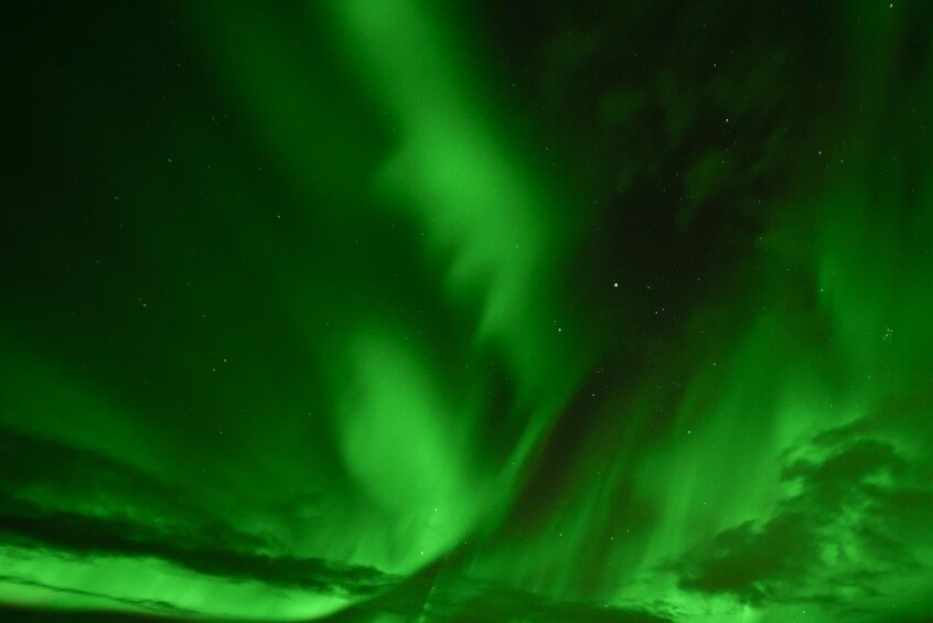 Bright green Northern Lights in Iceland