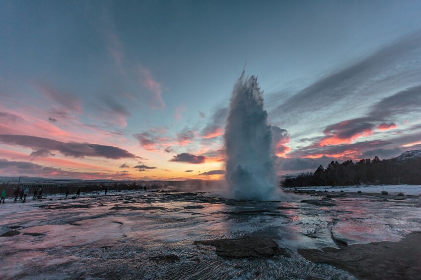 Strokkur Geiser at sunset