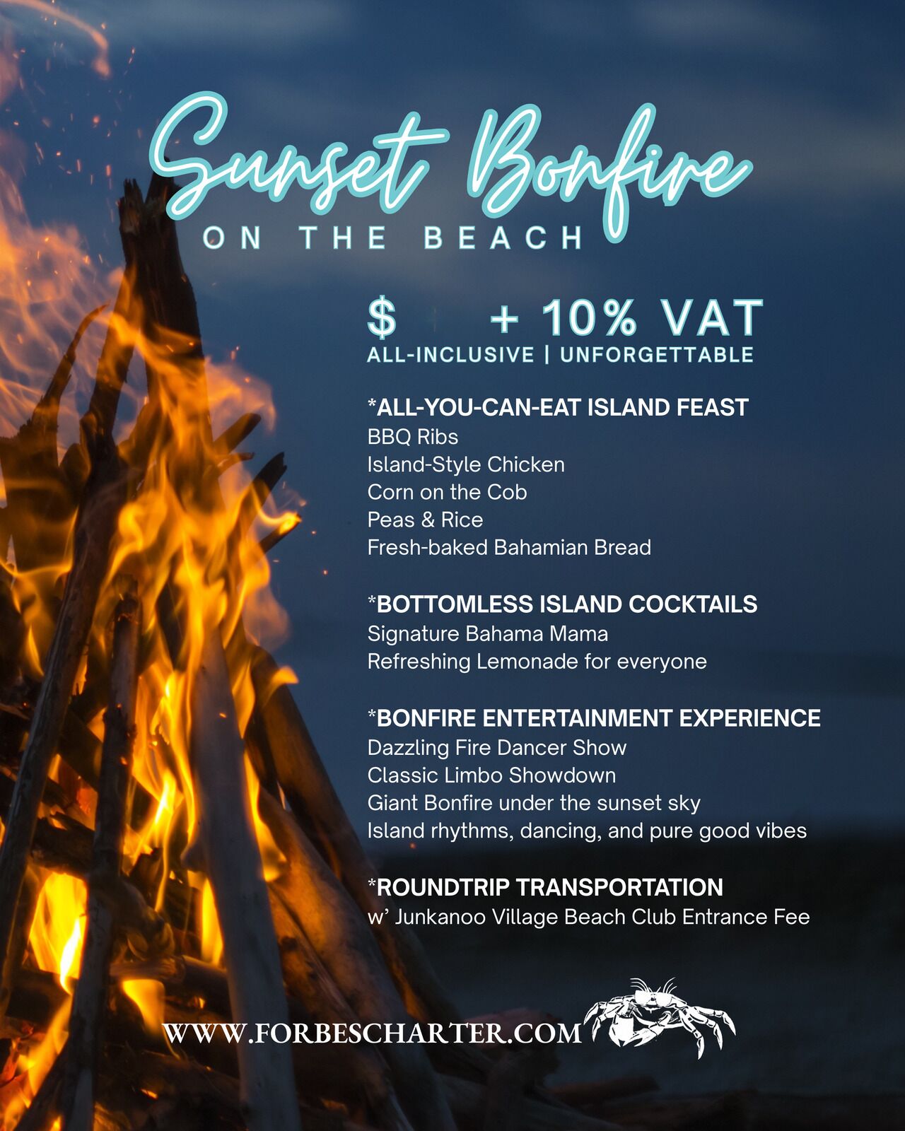 Bonfire on the Beach with Dinner & Drinks 