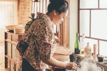 Cook in Kimono at a Century-Old Japanese Kitchen