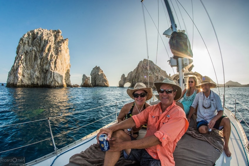 Group on a sailboat in Cabo