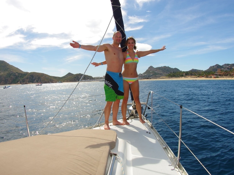 Couple on a sailboat in Cabo