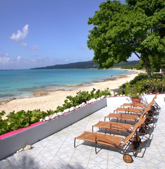 Chaise lounges by the beach in St Croix
