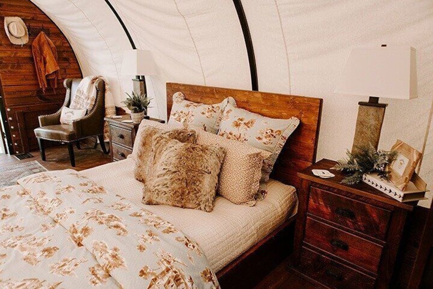 Glamping in a Conestoga Wagon at the Grand Canyon Heli Ranch Adventures property