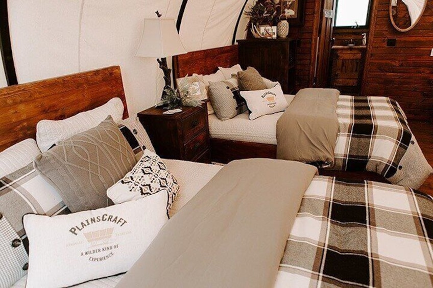 Glamping in a Conestoga Wagon at the Grand Canyon Heli Ranch Adventures property
