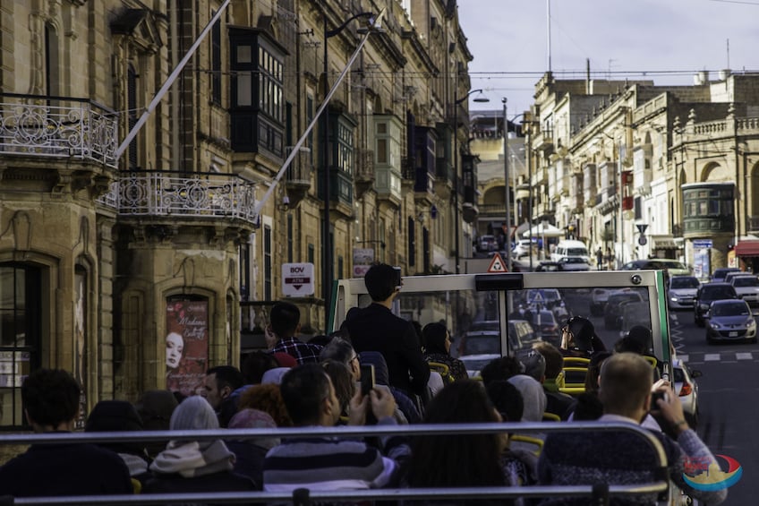 View of the hop-on hop-off bus tour in Gozo