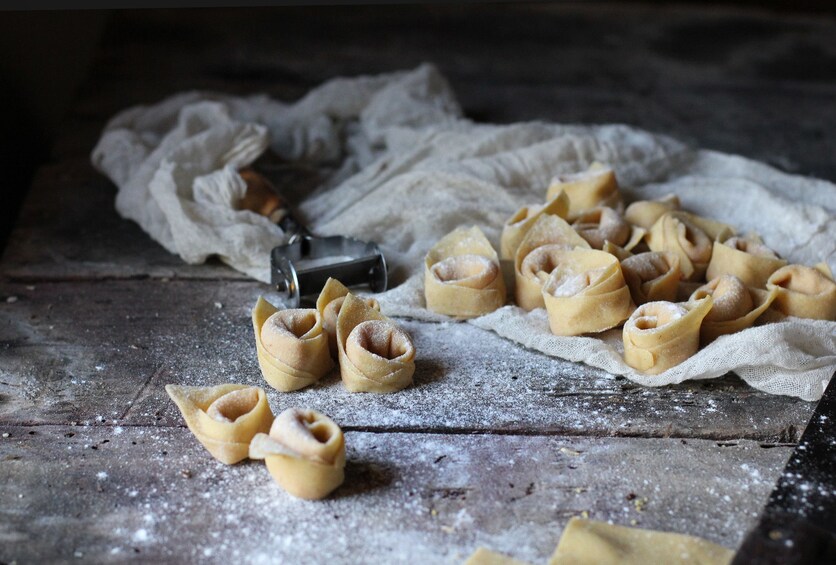 Fresh pasta being prepared in Bologna, Italy 
