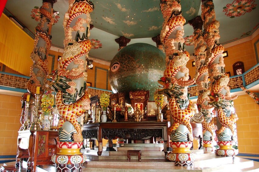 Inside the Cao Dai Temple in Tây Ninh, Vietnam