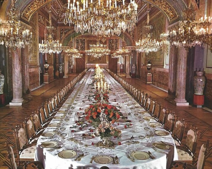 Dining table inside the Royal Palace of Madrid
