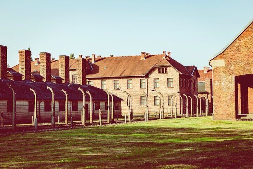 Auschwitz I - Museum Grounds, Wire fence and Prisoners Blocks