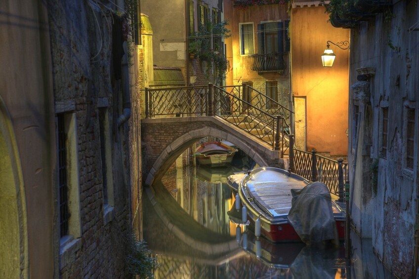 A Venetian canal at night
