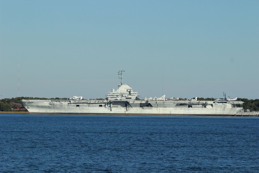 Large ship in Charleston Harbor in South Carolina