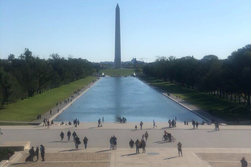 The Reflecting Pool and Washington Monument as seen from the Lincoln Memorial