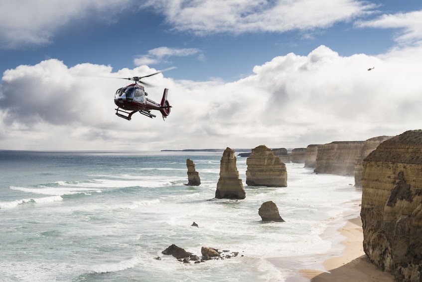 Helicopter over the coast in Australia