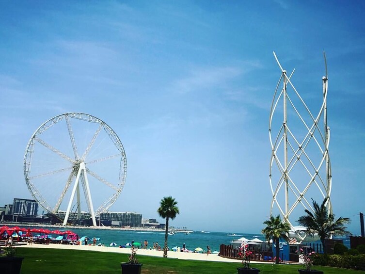 Ferris wheel and Flying Cup attraction in Dubai