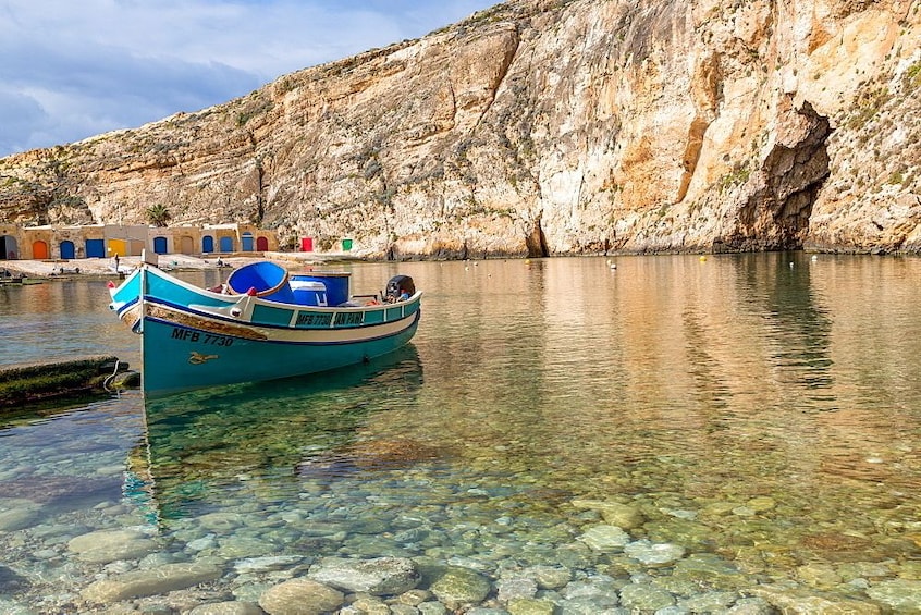 Boat floating on the Inland Sea, Gozo
