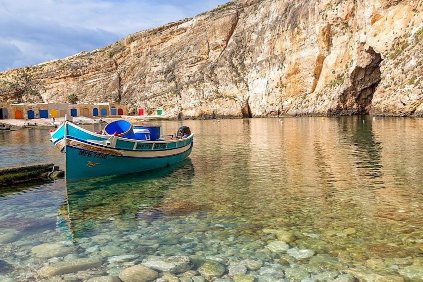 Boat floating on the Inland Sea, Gozo
