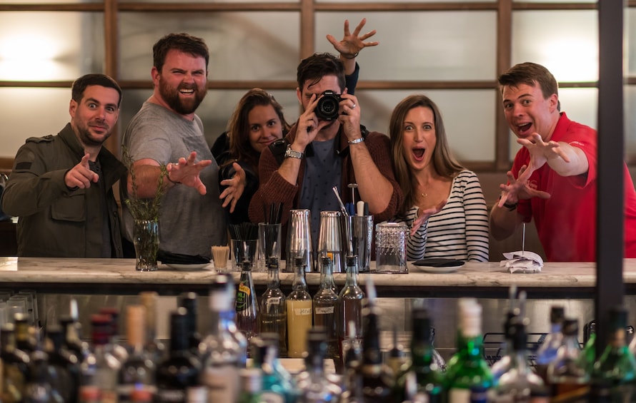 Tour group at a bar in Melbourne