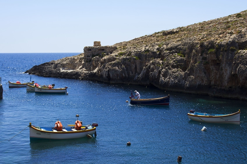 Boats fishing off the coast of Marsaxlokk, Malta