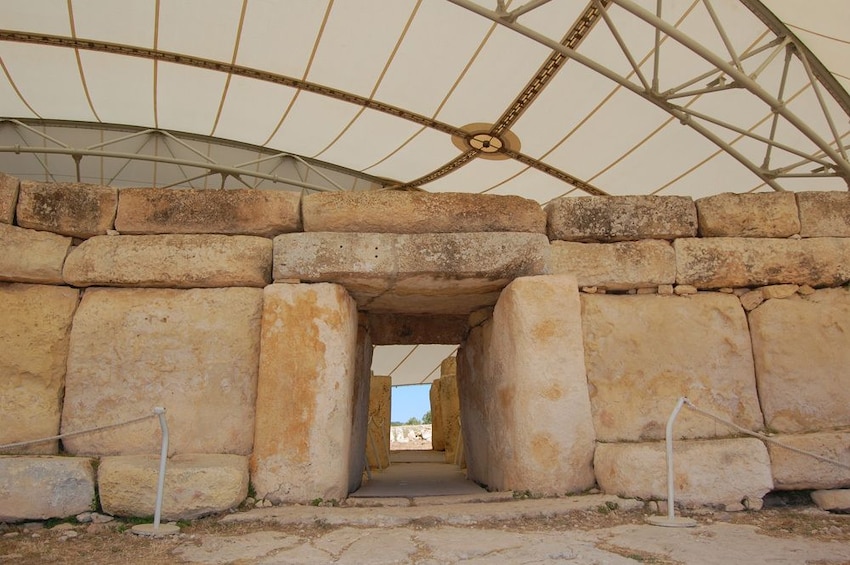 Close view of Ħaġar Qim on the Mediterranean island of Malta

