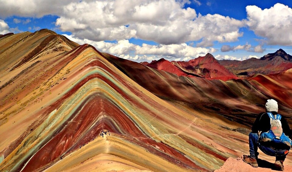 Tourist at Rainbow Mountain in Peru 