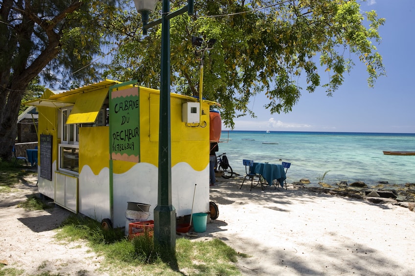 Food stand on a beach in Mauritius