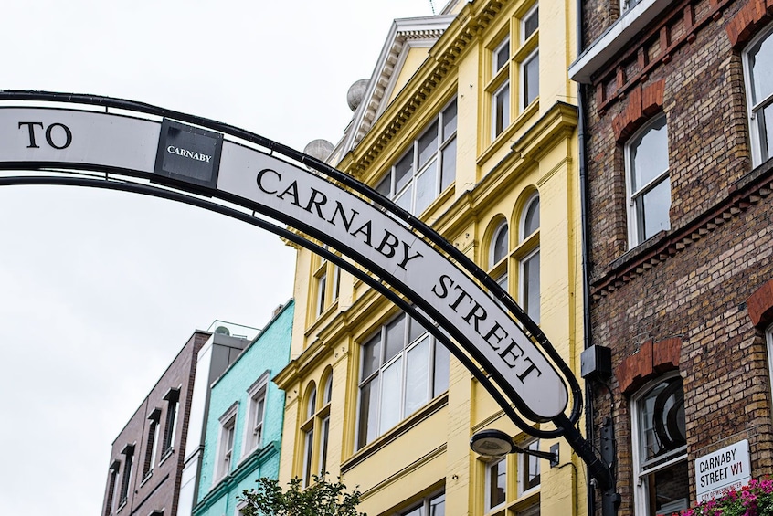 Carnaby street sign in London's famous Soho district

