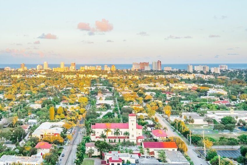 Aerial View Downtown to Beach
