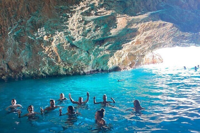 Swimming inside the Blue Cave