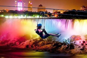 Night-time Falls Illumination Zipline To Niagara Falls
