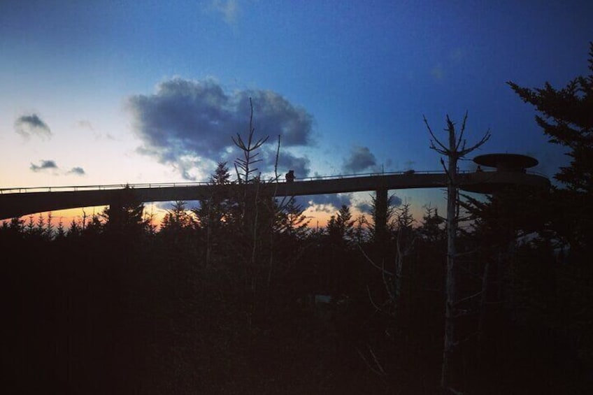 The Clingmans Dome observation tower at sunset
