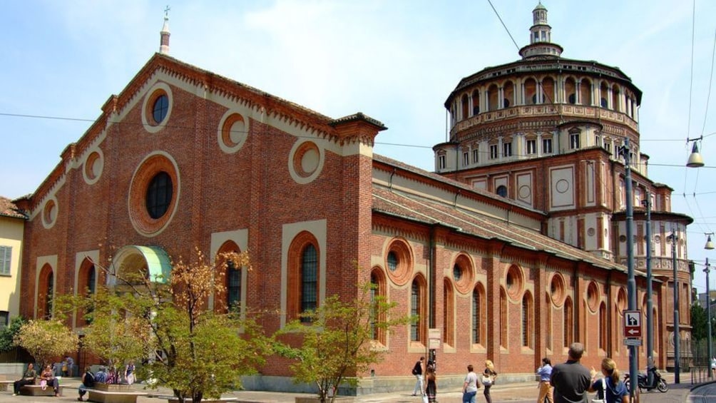 Exterior of the Santa Maria delle Grazie monastery in Milan, Italy