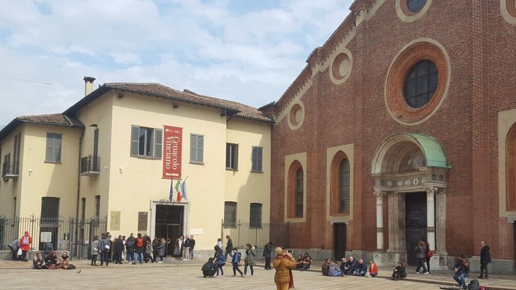 Exterior of the Santa Maria delle Grazie monastery in Milan, Italy