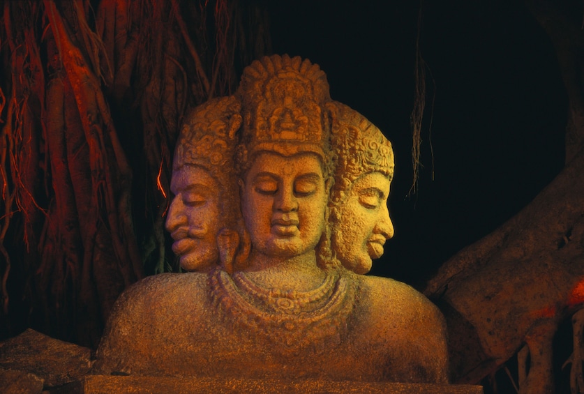 Three-headed sculpture in India