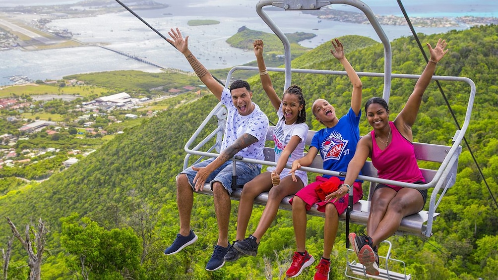 Young people on a chair lift in St. Barthelemy