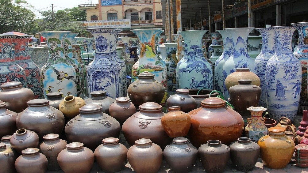 Colorful pottery in Tho Ha Village in Vietnam