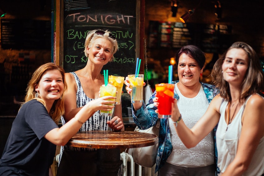 Group having drinks in Budapest