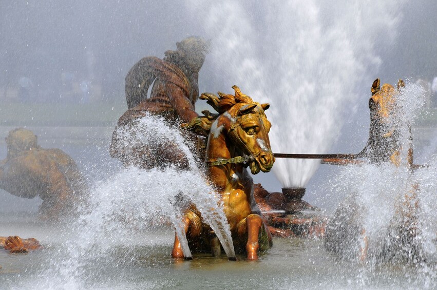 close view of the fountains at Les Grandes Eaux Musicales de Versailles